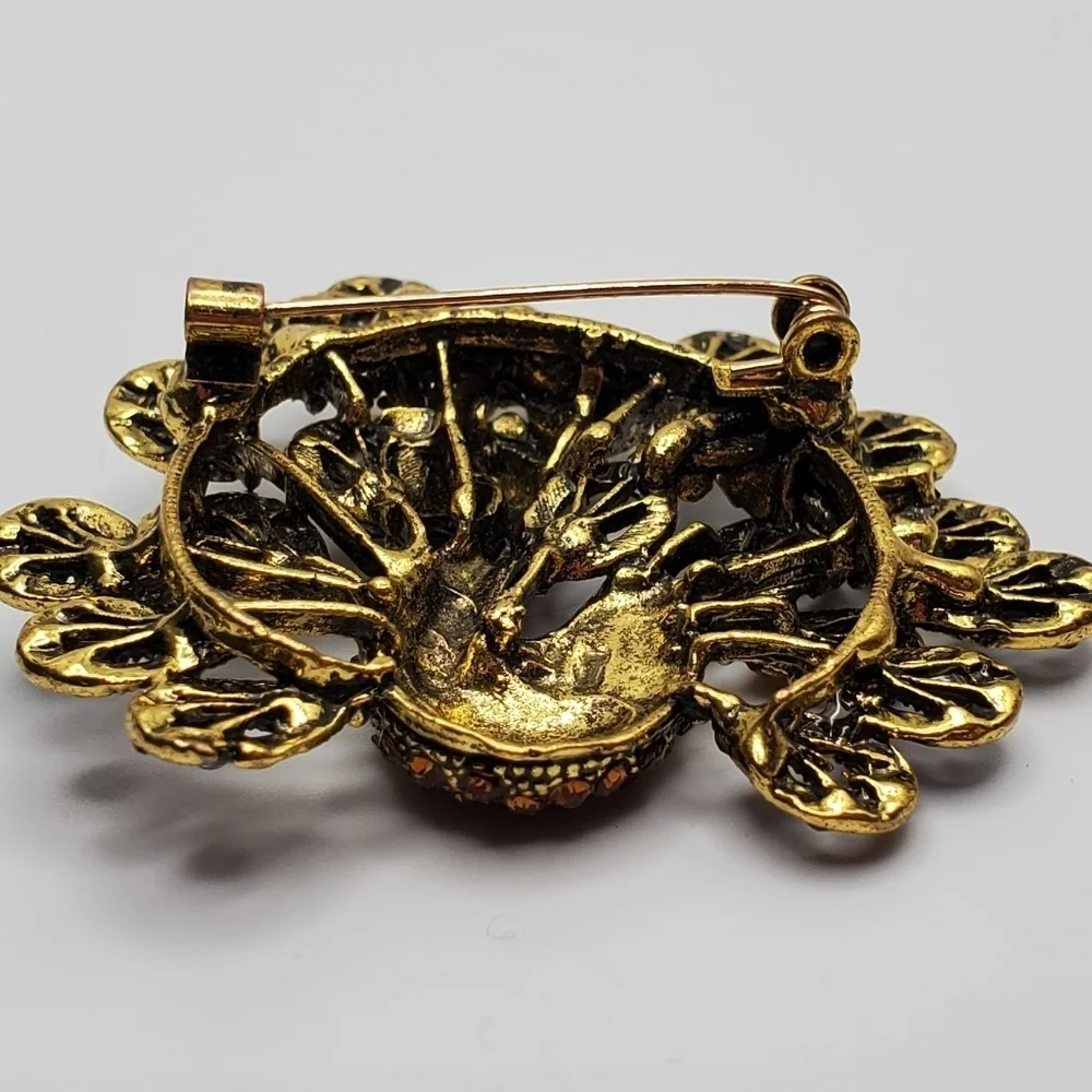 Gorgeous Peacock Gem Brooch